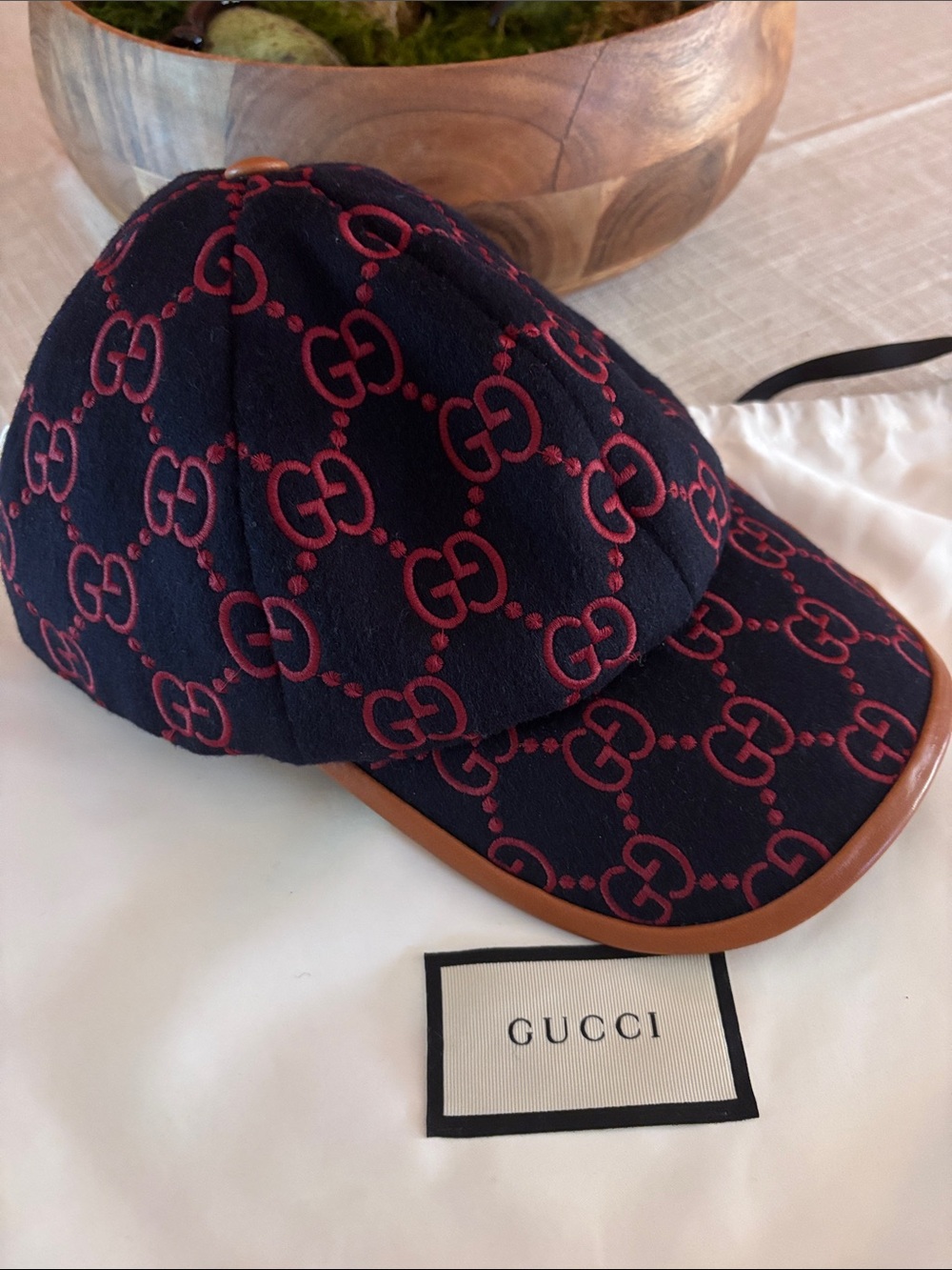 💯 Authentic Gucci Hat (Dark Blue and Red)